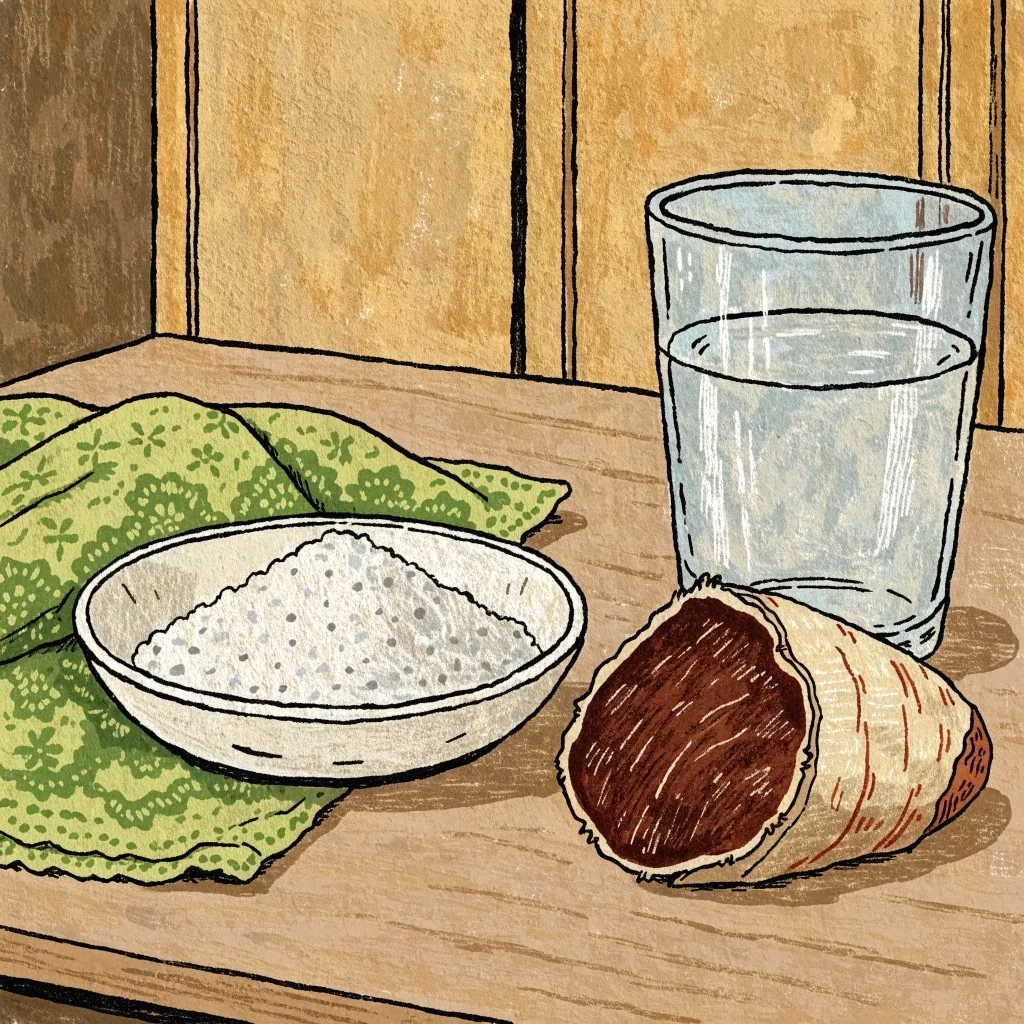 Illustration of three mineral granules on a mist-grey field